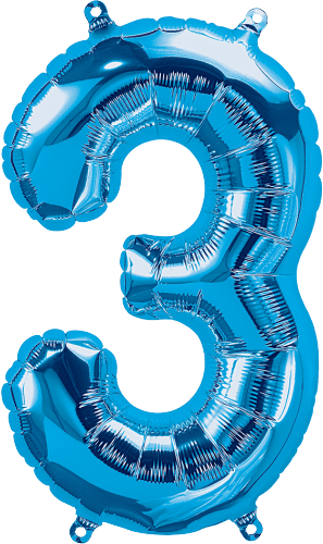 Northstar Mylar & Foil Blue Number 3 (Three) 16" Balloon
