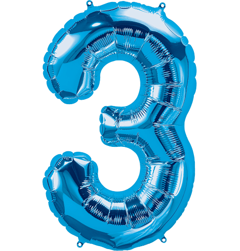 Northstar Mylar & Foil Blue Number 3 (Three) 34" Balloon