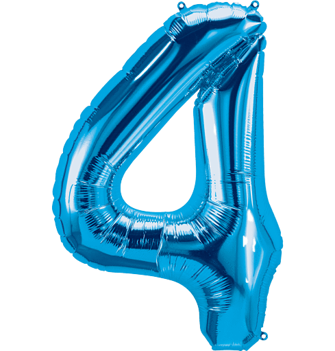 Northstar Mylar & Foil Blue Number 4 (Four) 34" Balloon