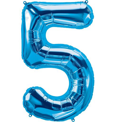 Northstar Mylar & Foil Blue Number 5 (Five) 34" Balloon