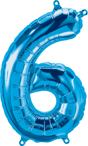 Northstar Mylar & Foil Blue Number 6 (Six) 16" Balloon