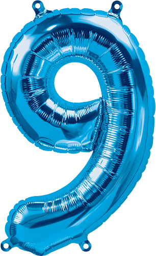 Northstar Mylar & Foil Blue Number 9 (Nine) 16" Balloon