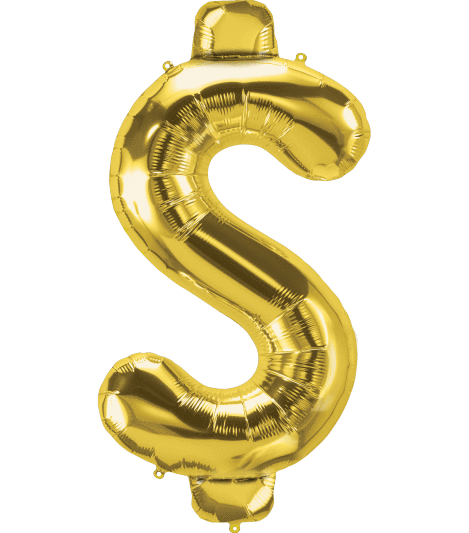 Northstar Mylar & Foil Gold $ (Dollar Sign) 34" Balloon