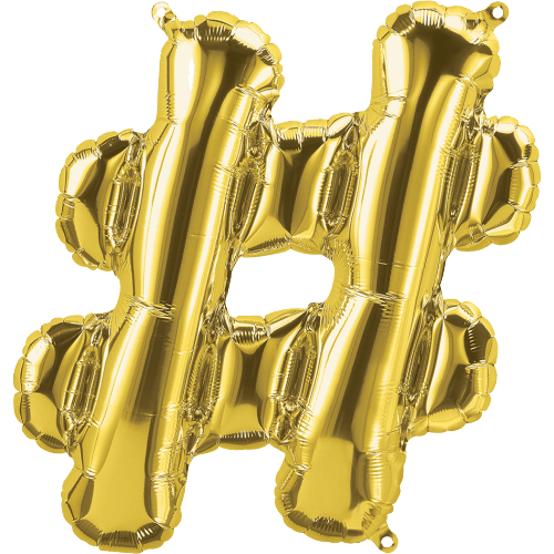 Northstar Mylar & Foil Gold # (Hashtag) 16" Balloon