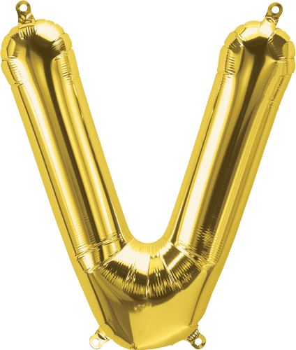 Northstar Mylar & Foil Gold Letter V 16" Balloon