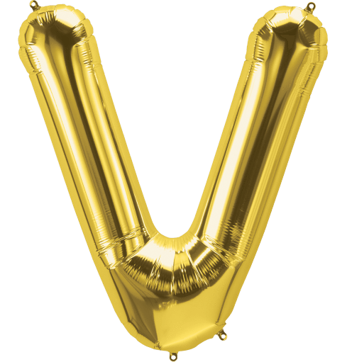 Northstar Mylar & Foil Gold Letter V 34" Balloon