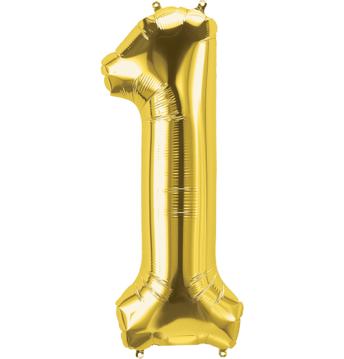 Northstar Mylar & Foil Gold Number 1 (One) 34" Balloon