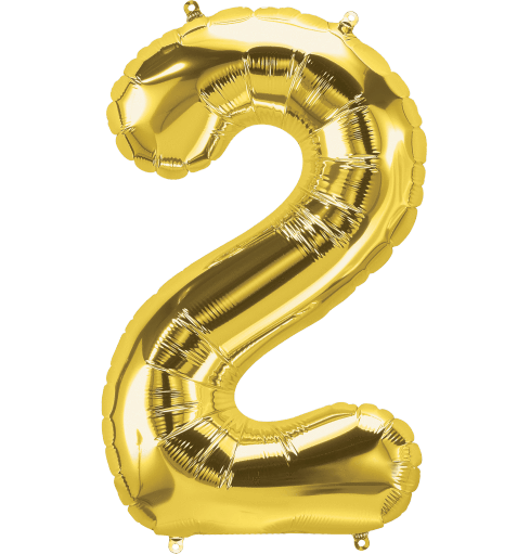 Northstar Mylar & Foil Gold Number 2 (Two) 34" Balloon