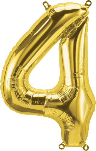 Northstar Mylar & Foil Gold Number 4 (Four) 16" Balloon