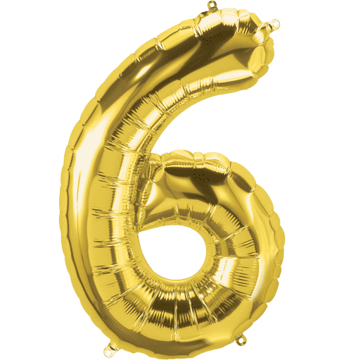 Northstar Mylar & Foil Gold Number 6 (Six) 34" Balloon