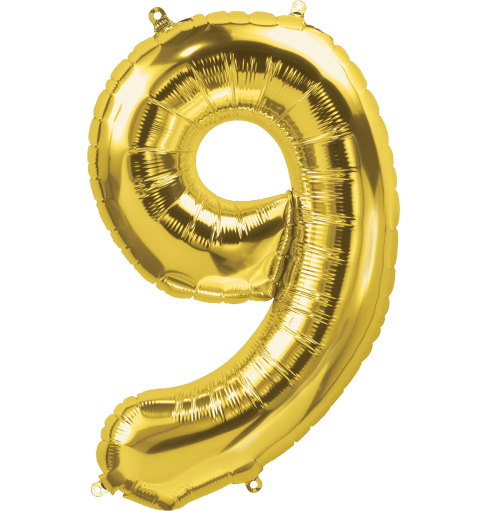 Northstar Mylar & Foil Gold Number 9 (Nine) 34" Balloon