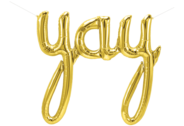 Gold Yay Script 45" Balloon