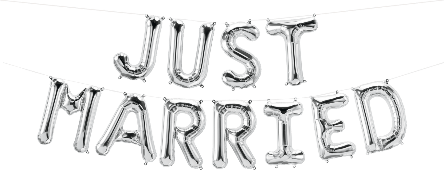 JUST MARRIED 16" Silver Balloon Kit