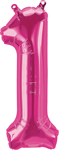 Northstar Mylar & Foil Magenta Number 1 (One) 16" Balloon