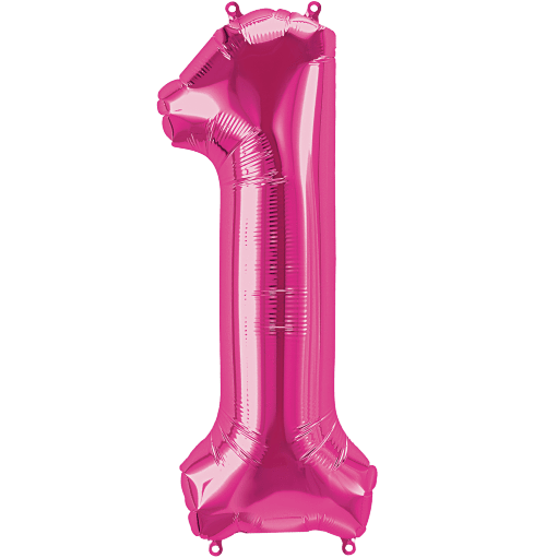 Northstar Mylar & Foil Magenta Number 1 (One) 34" Balloon