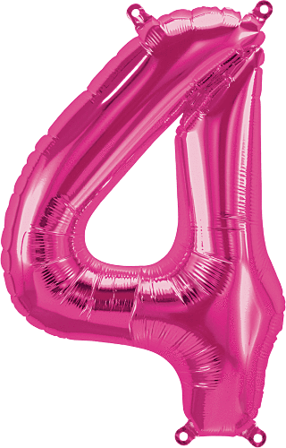 Magenta Number 4 (Four) 16" Balloon