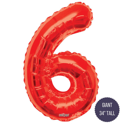 Northstar Mylar & Foil Red / 6 Red 34" Giant Balloon Letters and Numbers