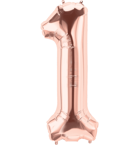 Northstar Mylar & Foil Rose Gold Number 1 (One) 34" Balloon