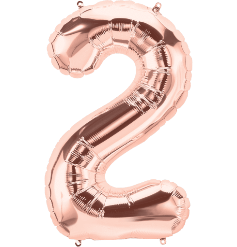 Northstar Mylar & Foil Rose Gold Number 2 (Two) 34" Balloon