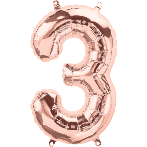 Northstar Mylar & Foil Rose Gold Number 3 (Three) 16" Balloon