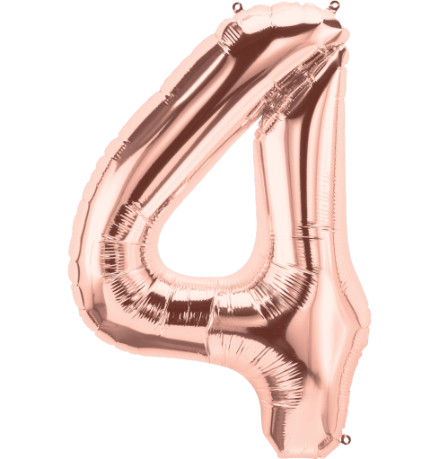 Northstar Mylar & Foil Rose Gold Number 4 (Four) 34" Balloon