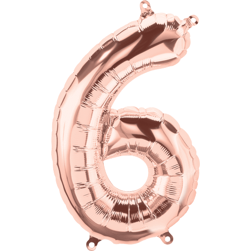 Northstar Mylar & Foil Rose Gold Number 6 (Six) 16" Balloon