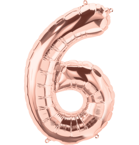 Northstar Mylar & Foil Rose Gold Number 6 (Six) 34" Balloon
