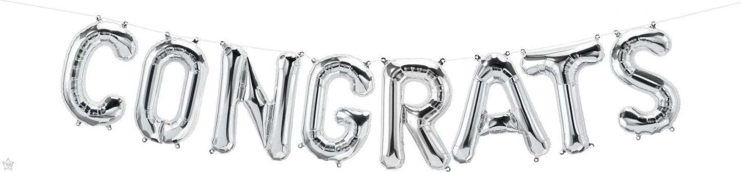 Northstar Mylar & Foil Silver Congrats Balloon Kit 16″
