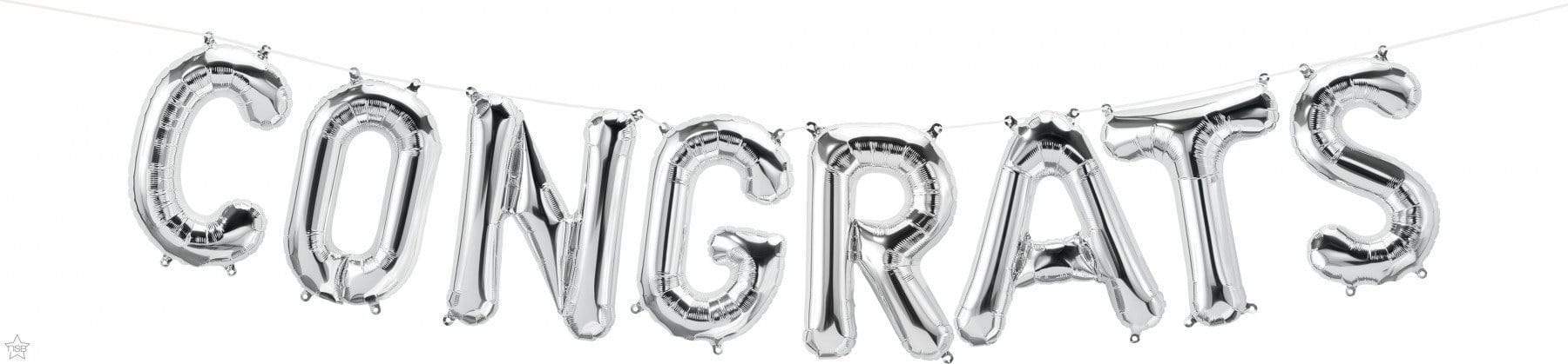 Northstar Mylar & Foil Silver Congrats Balloon Kit 16″