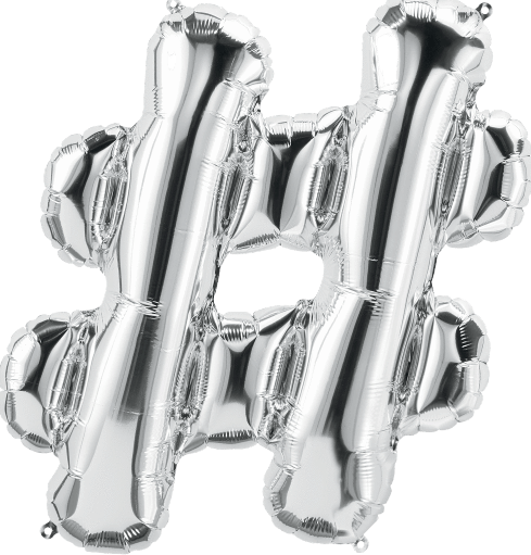 Northstar Mylar & Foil Silver Hashtag 34" Balloon