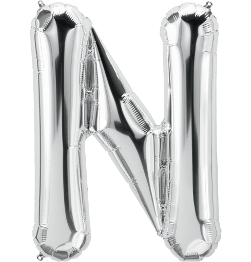 Northstar Mylar & Foil Silver Letter N 34" Balloon