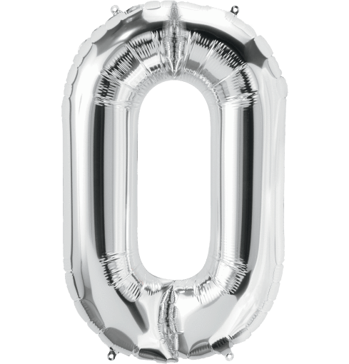 Northstar Mylar & Foil Silver Number 0 (Zero) 34" Balloon