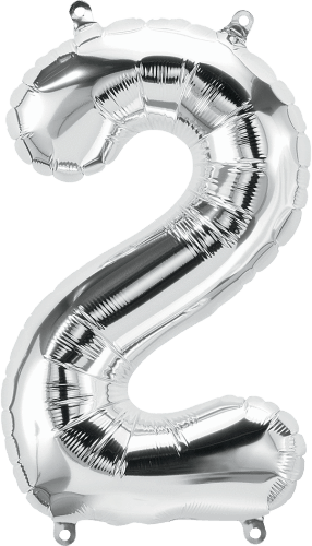 Northstar Mylar & Foil Silver Number 2 (Two) 16" Balloon