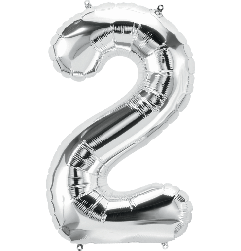Northstar Mylar & Foil Silver Number 2 (Two) 34" Balloon