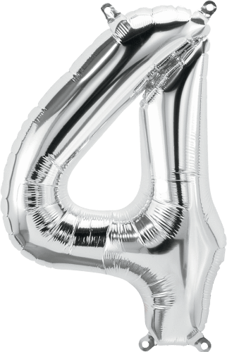 Northstar Mylar & Foil Silver Number 4 (Four) 16" Balloon