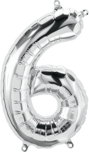 Northstar Mylar & Foil Silver Number 6 (Six) 16" Balloon