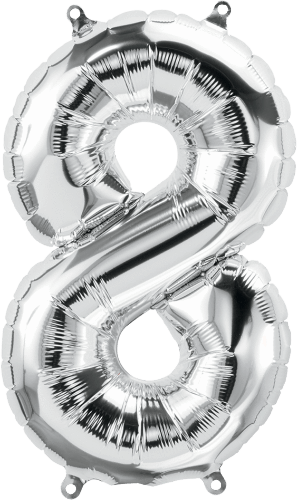Northstar Mylar & Foil Silver Number 8 (Eight) 16" Balloon