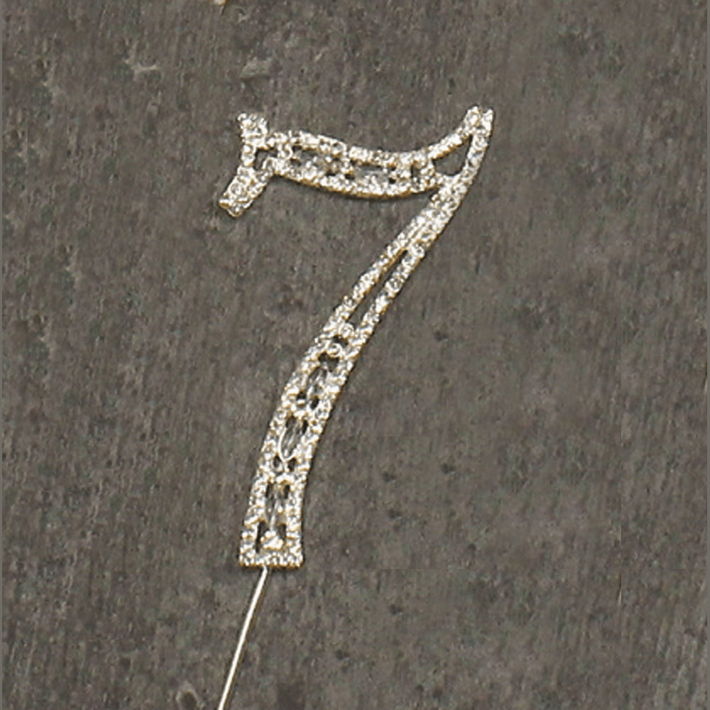 NST #7 Rhinestone Silver Cake Topper  3.75″