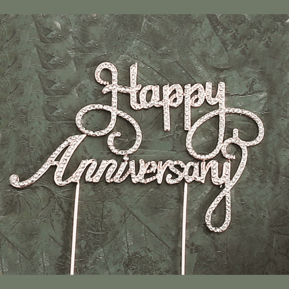NST Happy Anniversary Rhinestone Gold  6.75″Wx5″H