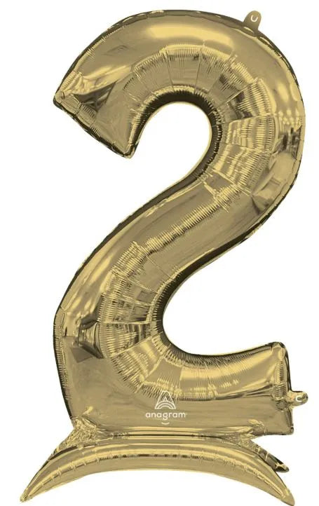 Number 2 White Gold Standing 50″ Foil Balloon by Anagram from Instaballoons