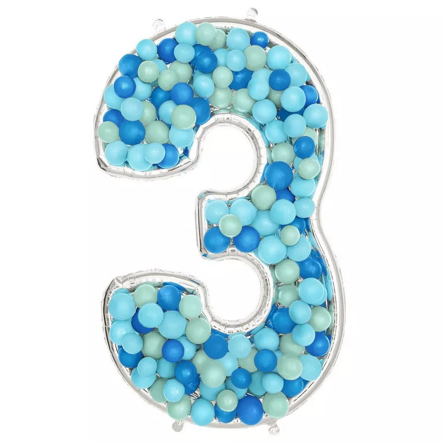 Number 3 BalloonFormz Silver 54″ Foil Balloon by Anagram from Instaballoons