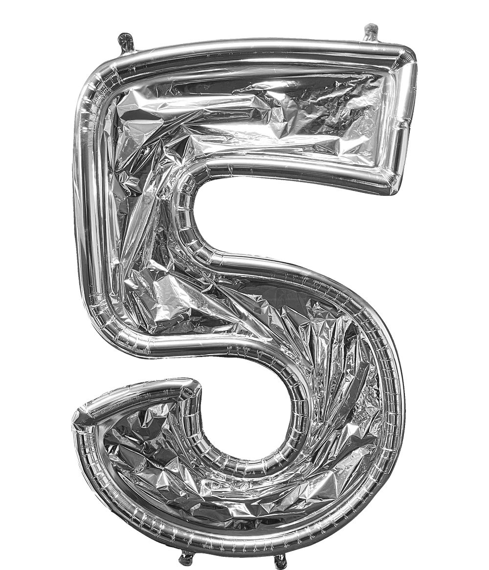 Number 5 BalloonFormz Silver 54″ Foil Balloon by Anagram from Instaballoons
