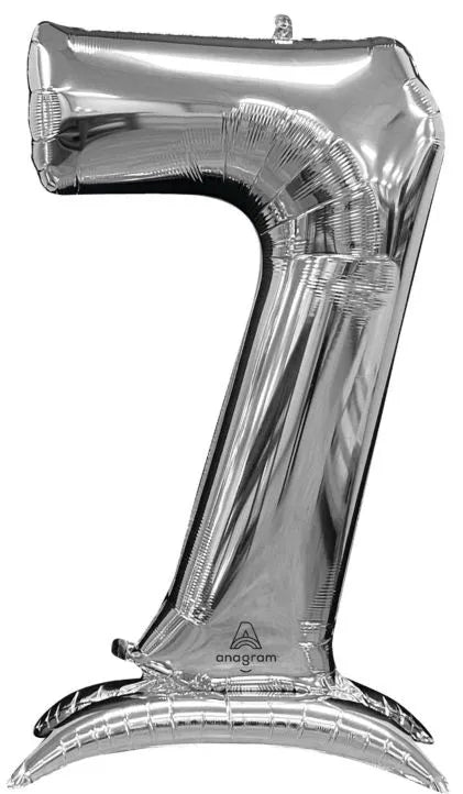 Number 7 Silver Standing  50″ Foil Balloon by Anagram from Instaballoons