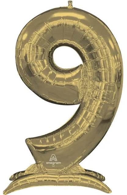 Number 9 White Gold Standing 50″ Foil Balloon by Anagram from Instaballoons