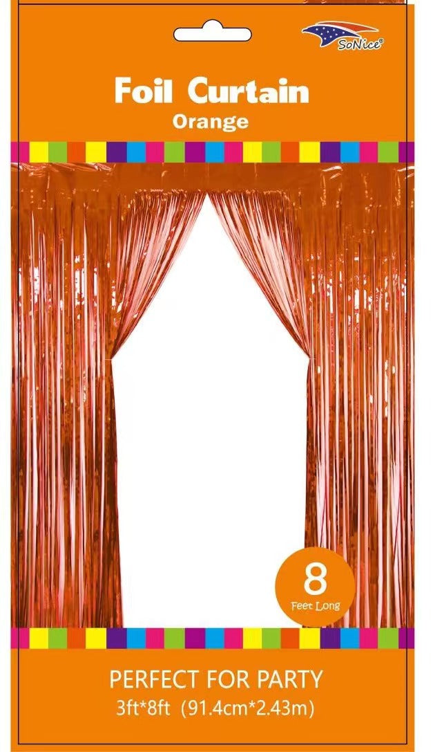 Orange 3' x 8' Fringe Metallic Foil Curtain by SoNice from Instaballoons