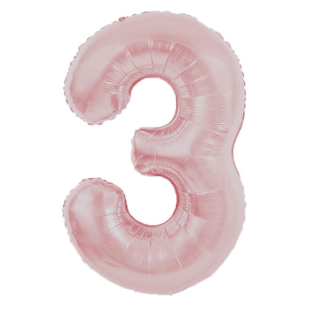 Party America Mylar & Foil Baby Pink Number 3 34″ Balloon