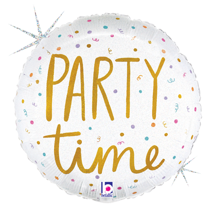 Party Time Champagne Holographic 18″ Foil Balloon by Betallic from Instaballoons