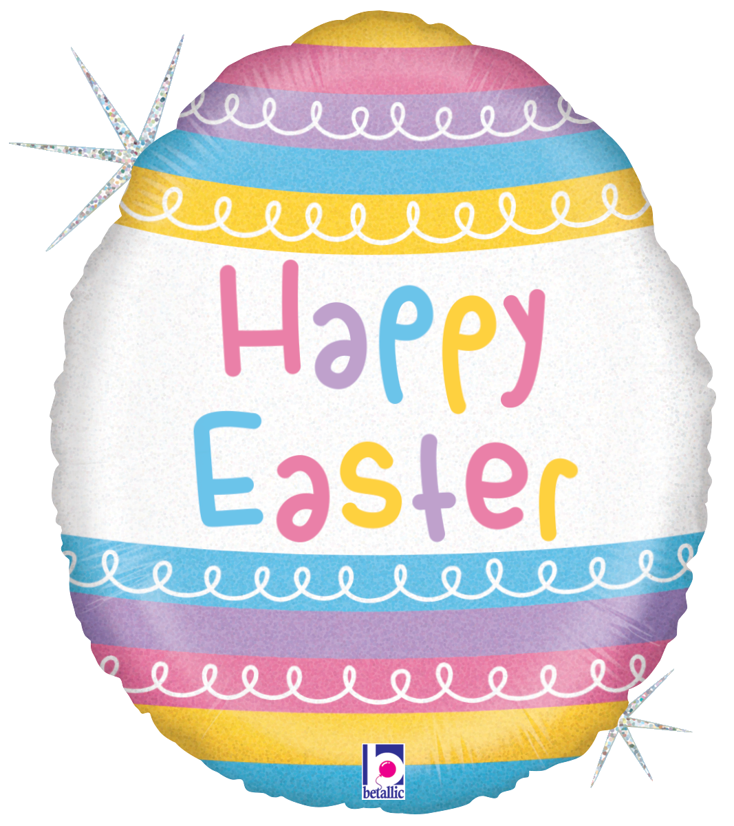  Pastel Stripes Easter Egg 18″ Foil Balloon by Betallic from Instaballoons
