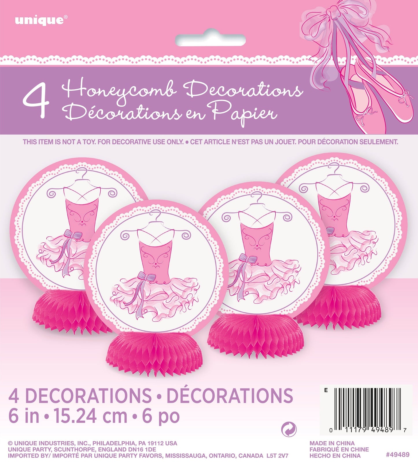 Pink Ballerina Mini Honeycomb Decorations by Unique from Instaballoons