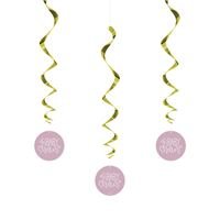 Hanging Swirl Decorations - Pink Hearts Baby Shower (3ct) - Unique